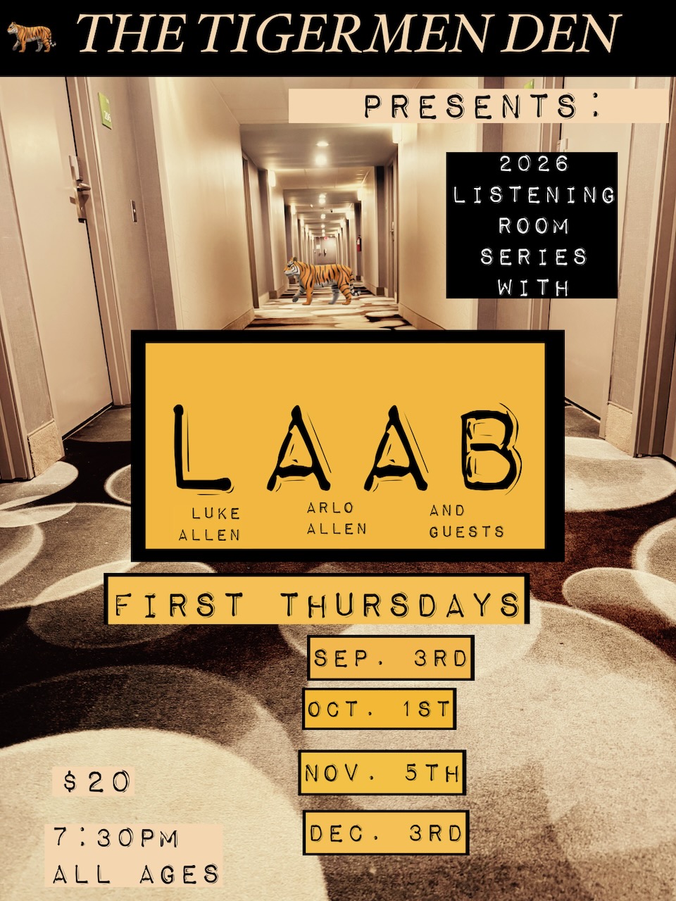 LAAB Summer Residence at Tigermen Den begins September 3, 2026 artwork