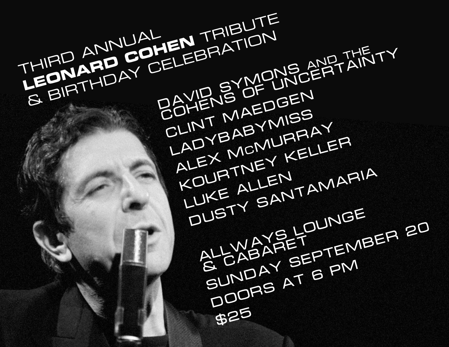 Luke Allen plays Leonard Cohen Tribute at Allways Lounge & Cabaret, September 20, 2026 artwork