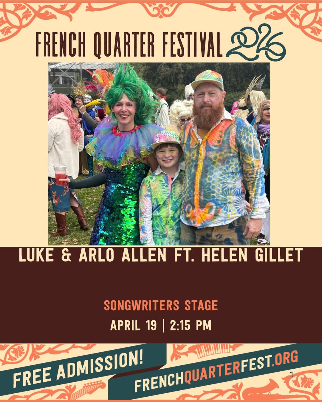 Luke & Arlo Allen, featuring Helen Gillet - French Quarter Fest - April 19, 2026 artwork