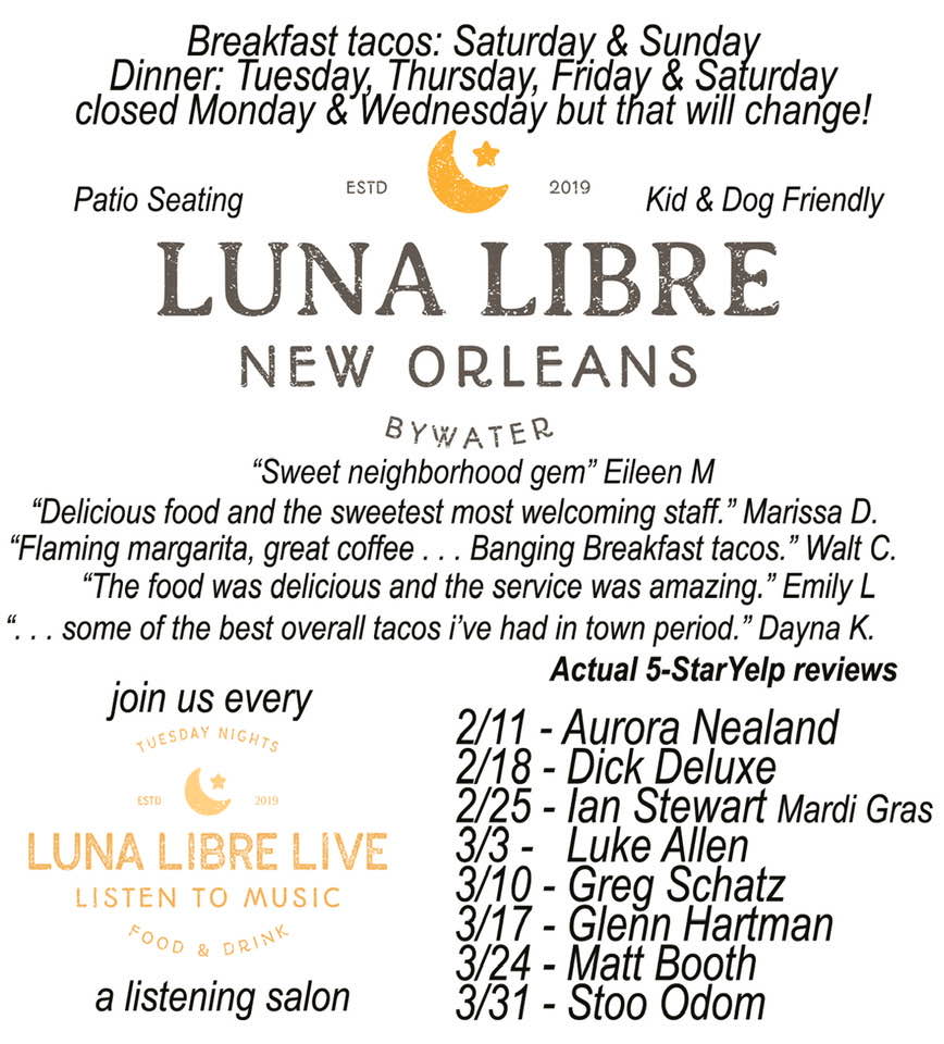 Happy Talk at Luna Libre on Tuesday, March 3, 2020